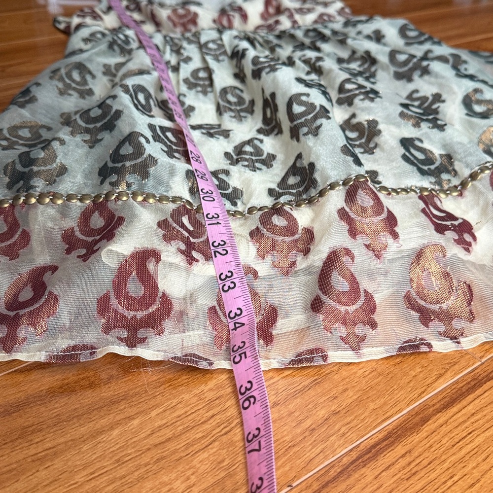 Free People Shimmering Champagne Paisley Mini Dress Boho Sz8 - Picture 13 of 13